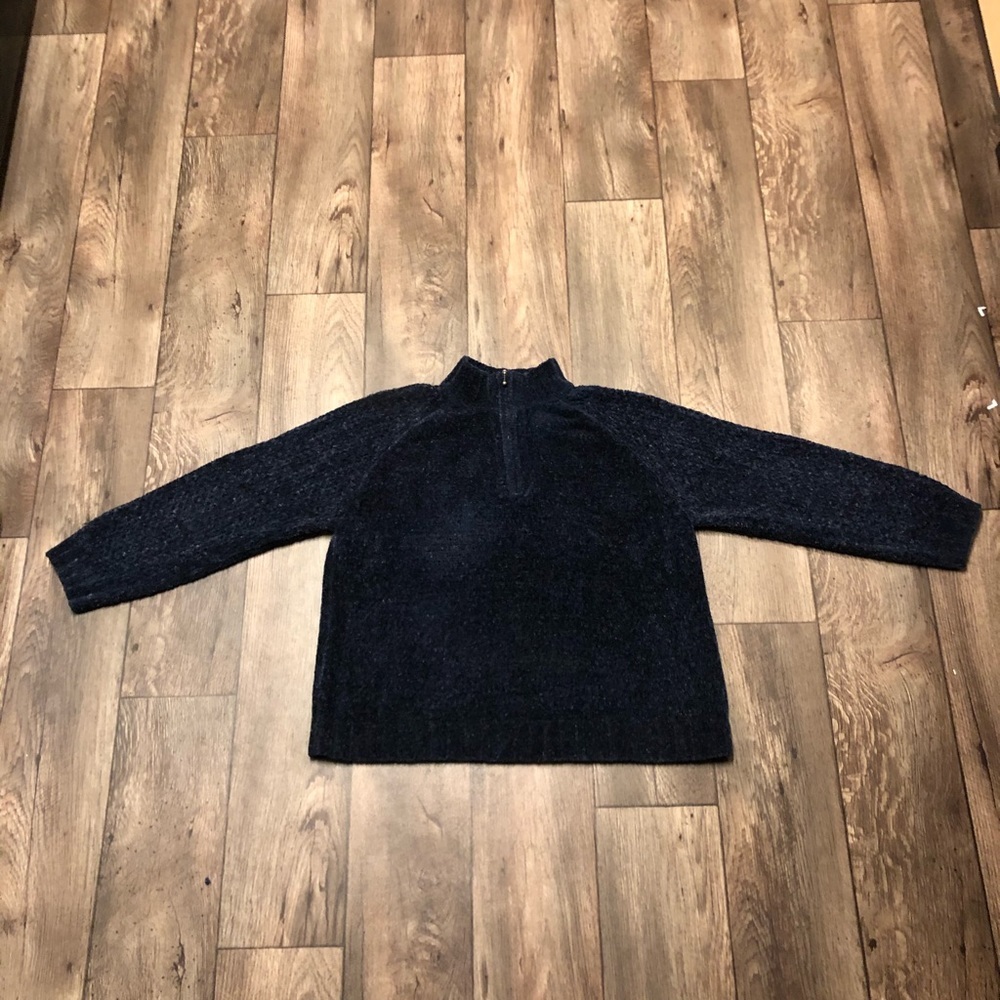 Croft & Barrow Navy Plush Mock Neck Quarter Zip Pullover Sweatshirt | Top Large - Picture 5 of 5